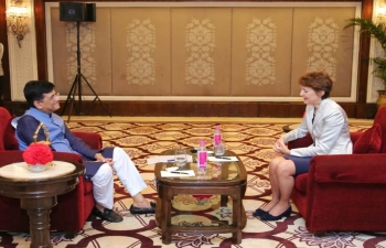 Hon'ble Minister of India Piyush Goyal , met with HE Mme Simonetta Sommaruga, Vice President of the Federal Council of Switzerland , in New Delhi on Oct 21.